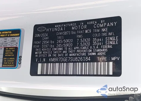 2025 Hyundai Palisade Calligraphy Night Edition from USA, damaged, VIN KM8R7DGE7SU826184